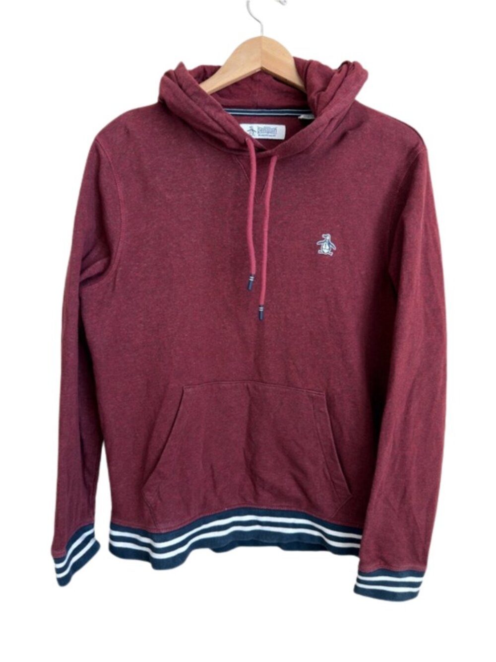 Original Penguin Munsingwear TV Pete Fleece Hoodie Men's M Burgundy Slim Fit
